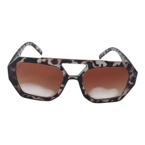 Brown Geometric Oversized Sunglasses